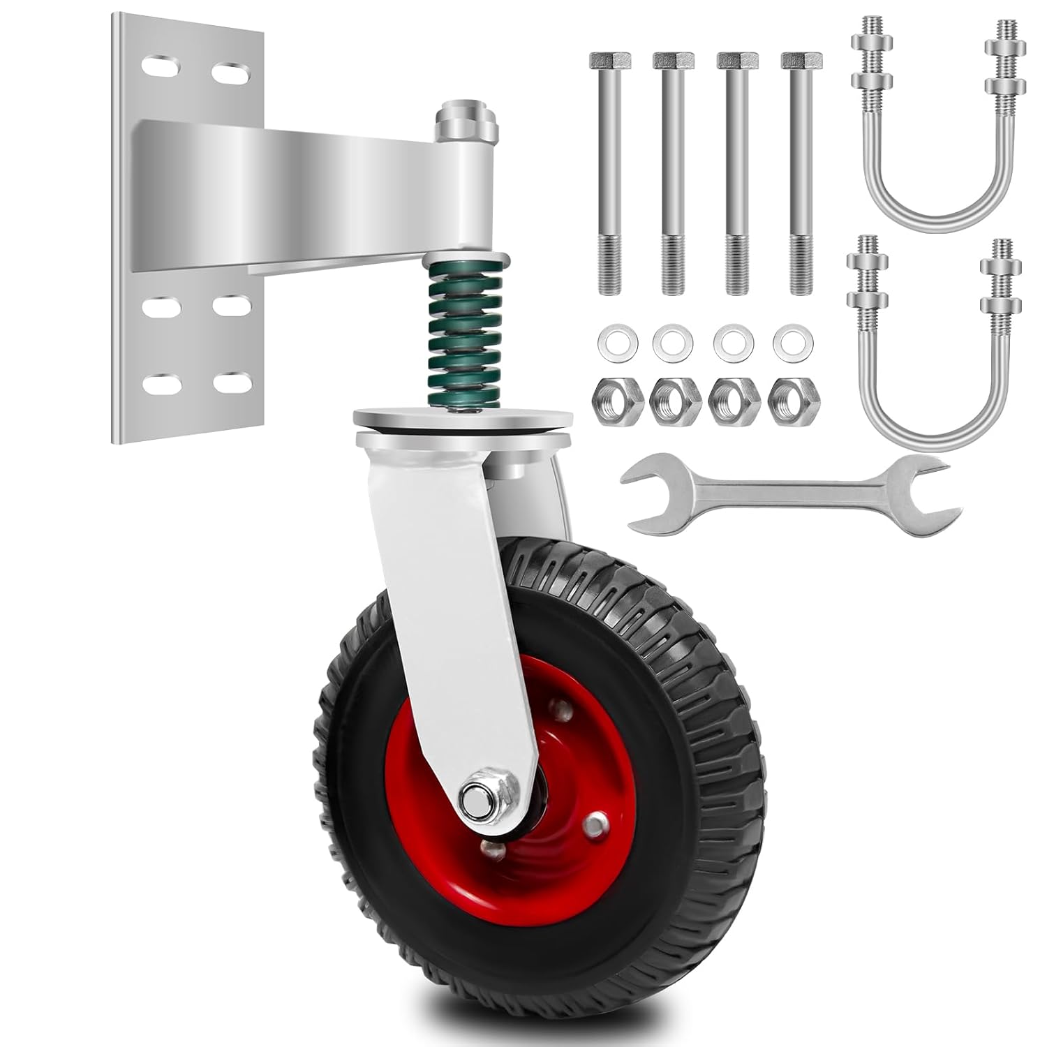 8 inch Fence Gate Wheel Spring Loaded Heavy Duty Gate Caster Wheels