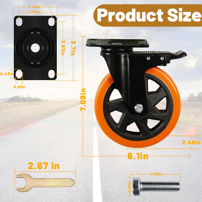 6 Inch Caster Wheels Heavy Duty Casters Load