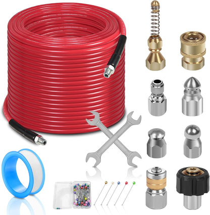 100FT Sewer Jetter Kit for Pressure Washer 1/4''NPT