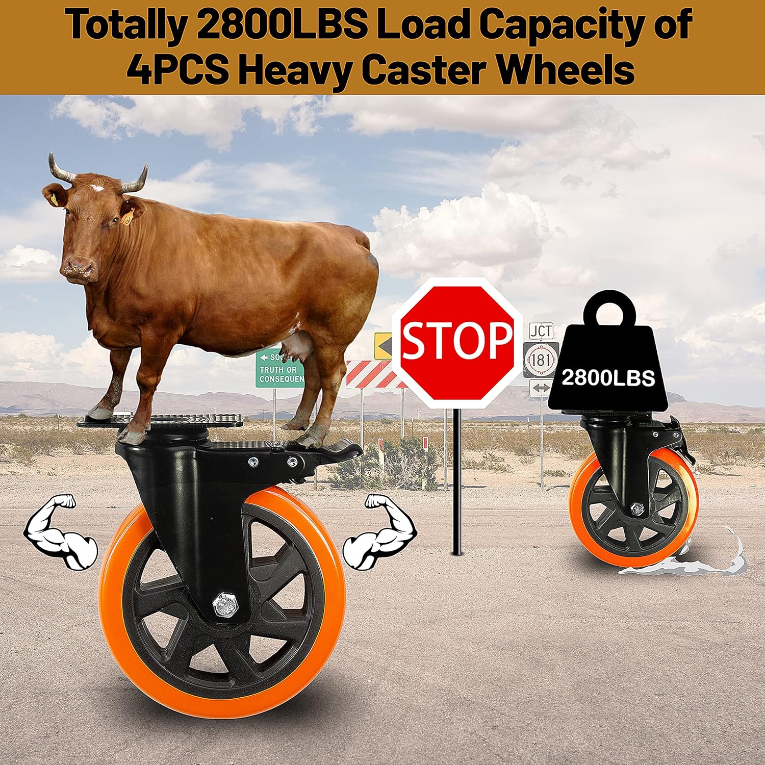 6 Inch Caster Wheels Heavy Duty Casters Load 2800 Lbs