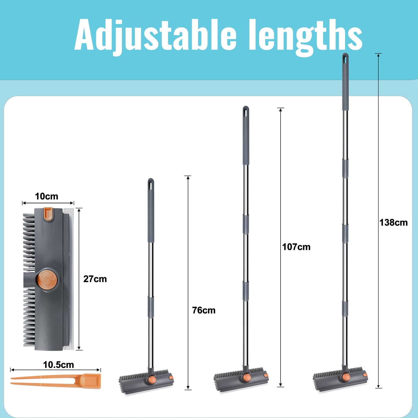 Floor Brush with Long Handle – 3-in-1 Bathroom and Shower Brush
