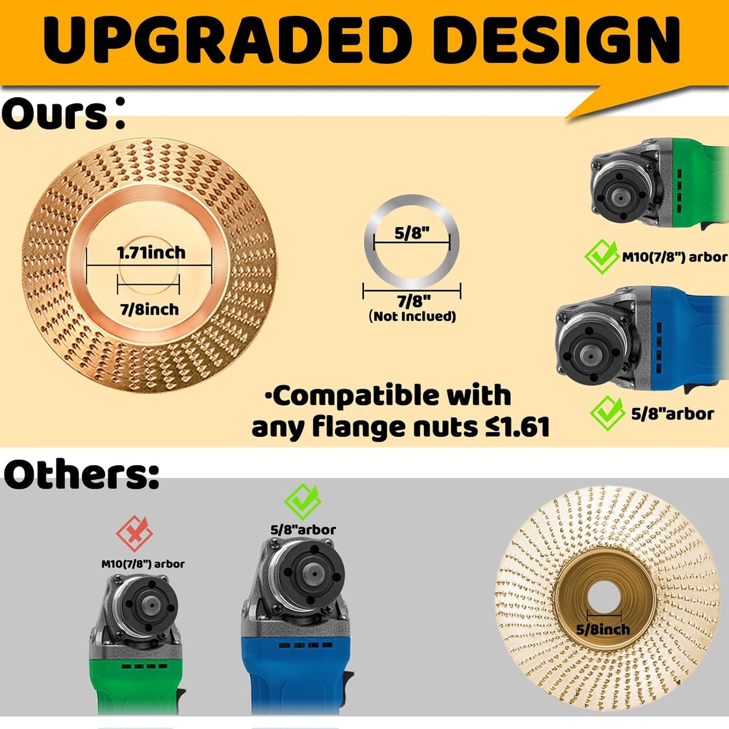 4PCS Angle Grinder Wood Carving Disc Set for 4 or 4 1/2 Attachment
