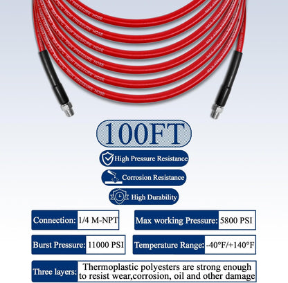 100FT Sewer Jetter Kit for Pressure Washer 1/4''NPT