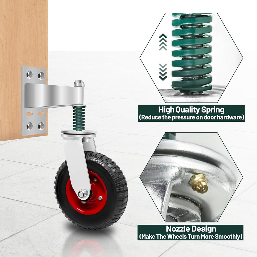 8 inch Fence Gate Wheel Spring Loaded Heavy Duty Gate Caster Wheels