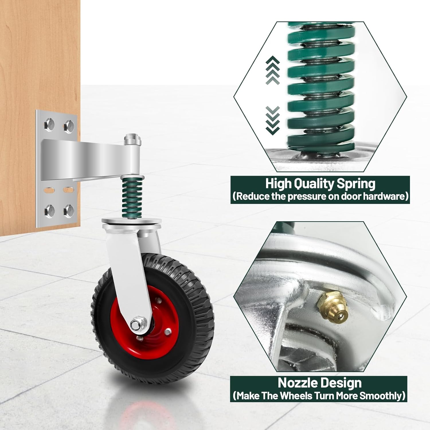 8 inch Fence Gate Wheel Spring Loaded Heavy Duty Gate Caster Wheels