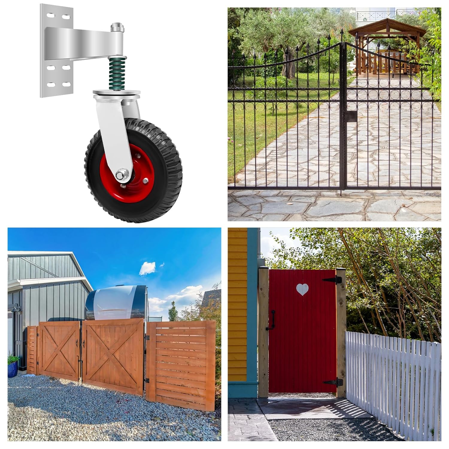 8 inch Fence Gate Wheel Spring Loaded Heavy Duty Gate Caster Wheels