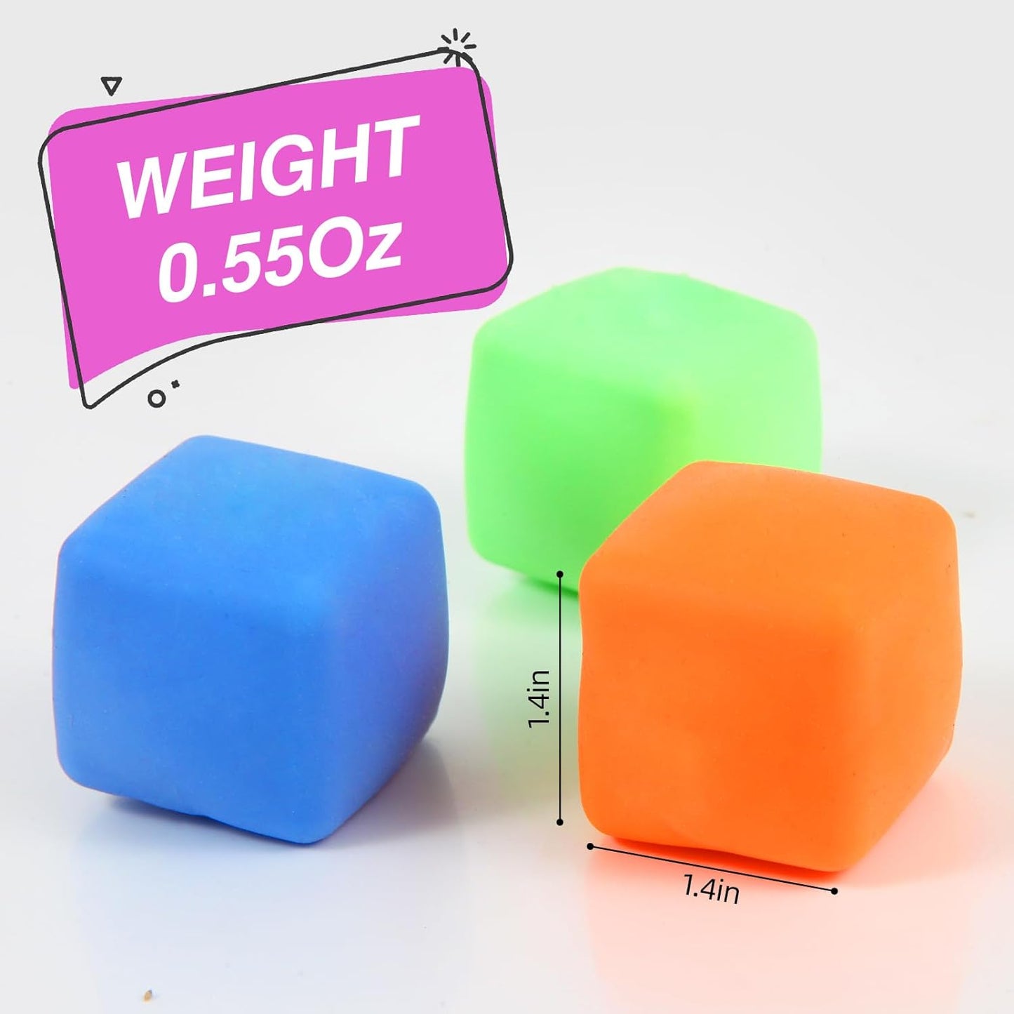 24 Pack Slow Rising Stress Cube  Dough Stress Balls Soft Fidget Squishy Toys