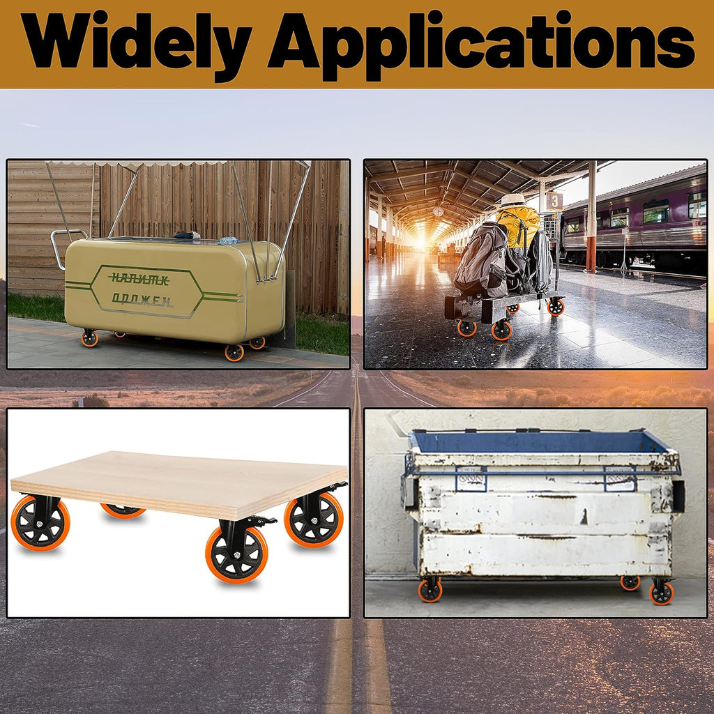 6 Inch Caster Wheels Heavy Duty Casters Load 2800 Lbs