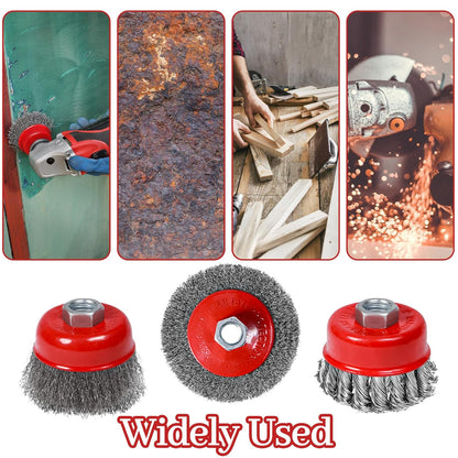 8Pack Wire Wheel Cup Brush Set 3&4 Inch