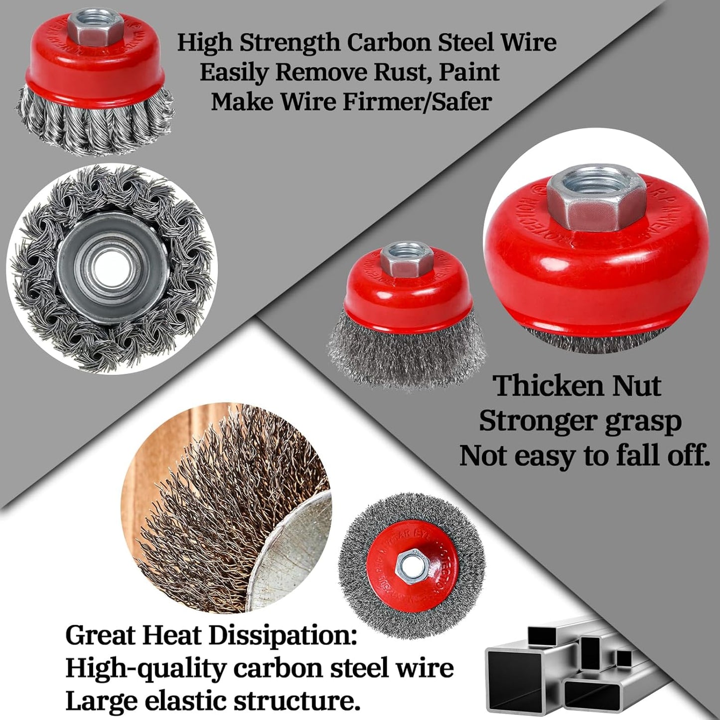 8Pack Wire Wheel Cup Brush Set 3&4 Inch