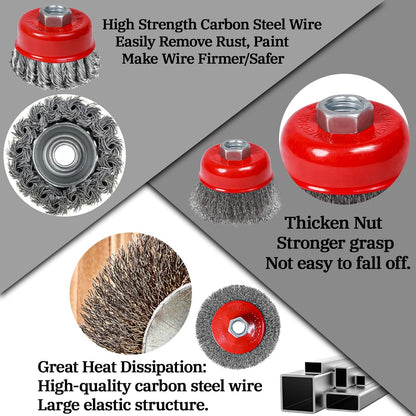 8Pack Wire Wheel Cup Brush Set 3&4 Inch