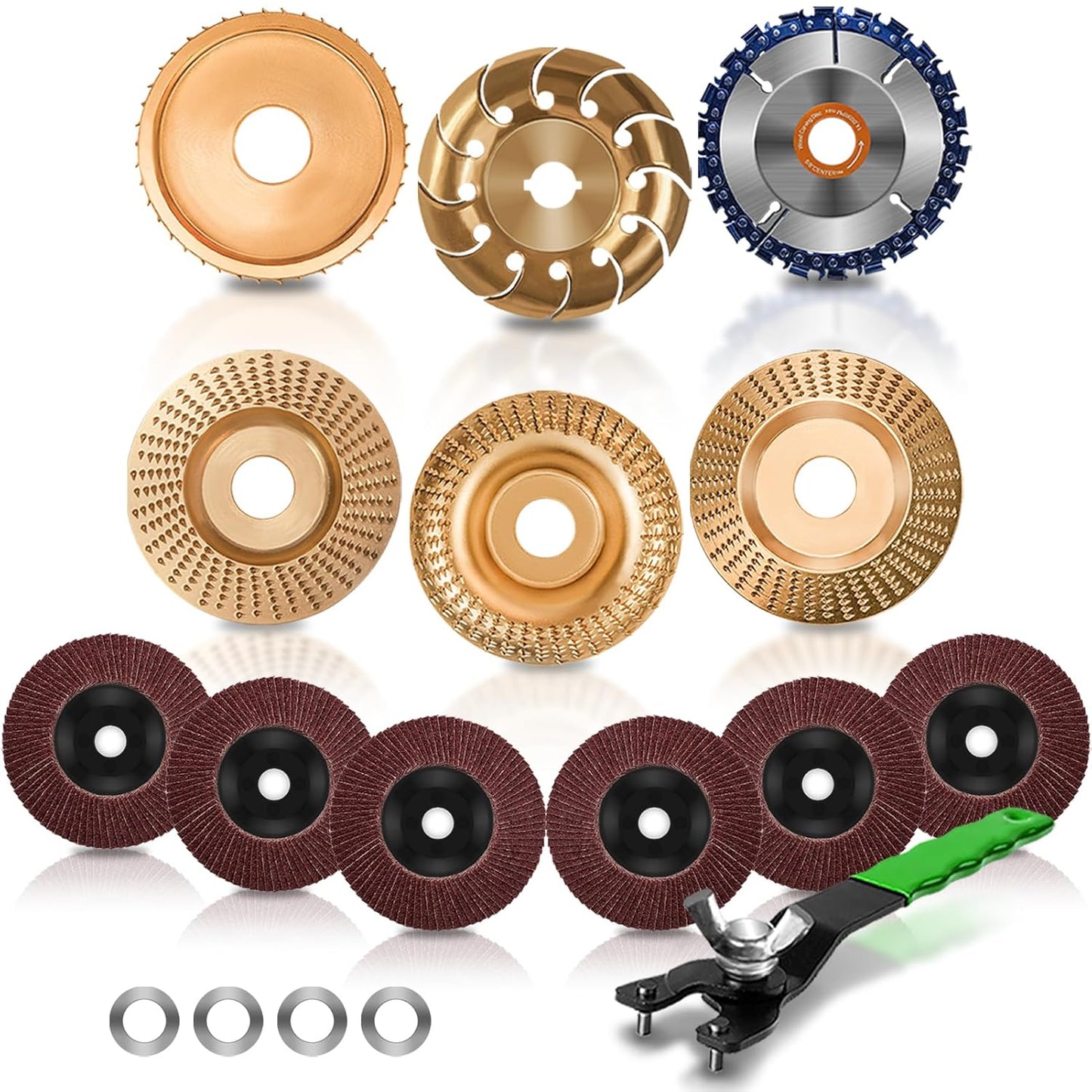 13PCS Wood Carving Disc Set for 4" or 4 1/2" Angle Grinde
