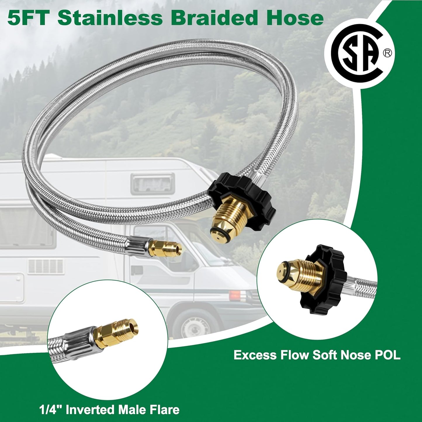 12" Stainless Steel POL to QCC1 Adapter Hose