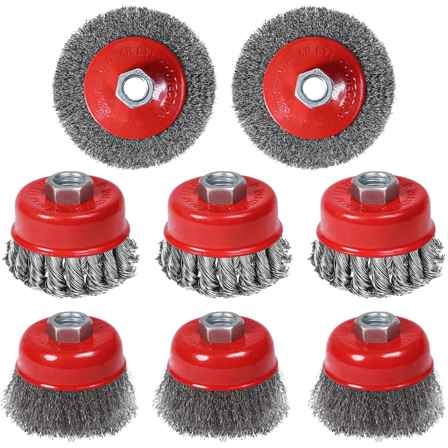 8Pack Wire Wheel Cup Brush Set 3&4 Inch