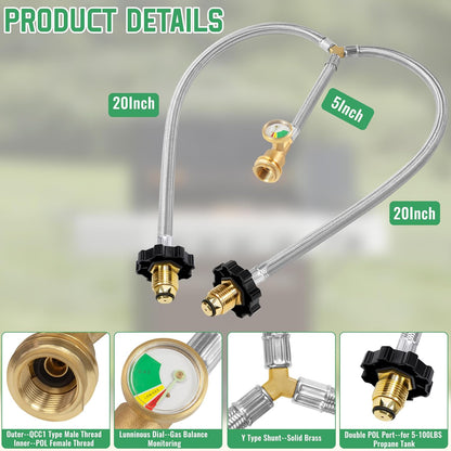 Y Splitter Hose with Propane Tank Converter
