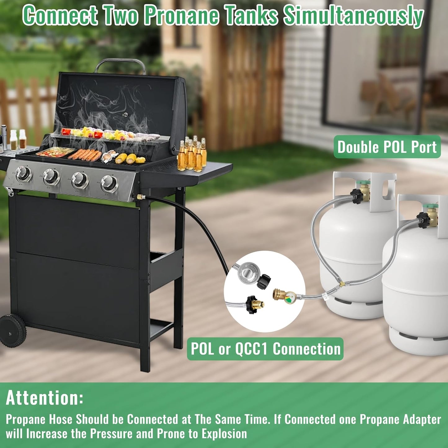 Y Splitter Hose with Propane Tank Converter