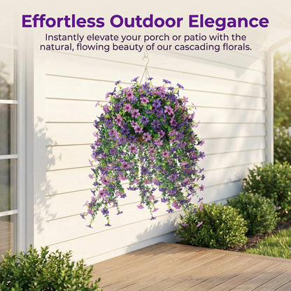 2 PCS Outdoor Cascading Daisy & Eucalyptus Florals – UV Resistant Hanging Faux Flower Bundles