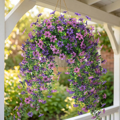 2 PCS Outdoor Cascading Daisy & Eucalyptus Florals – UV Resistant Hanging Faux Flower Bundles