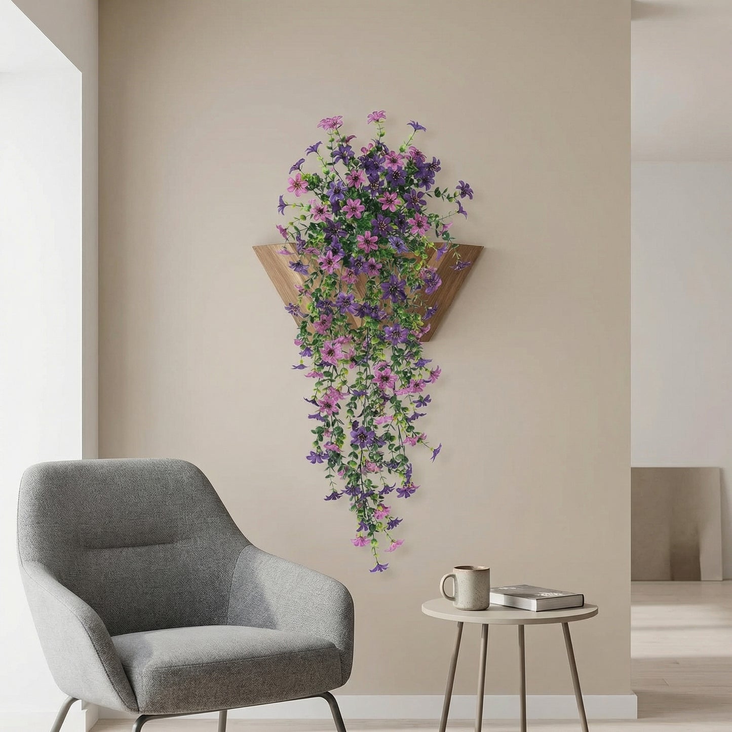 2 PCS Outdoor Cascading Daisy & Eucalyptus Florals – UV Resistant Hanging Faux Flower Bundles