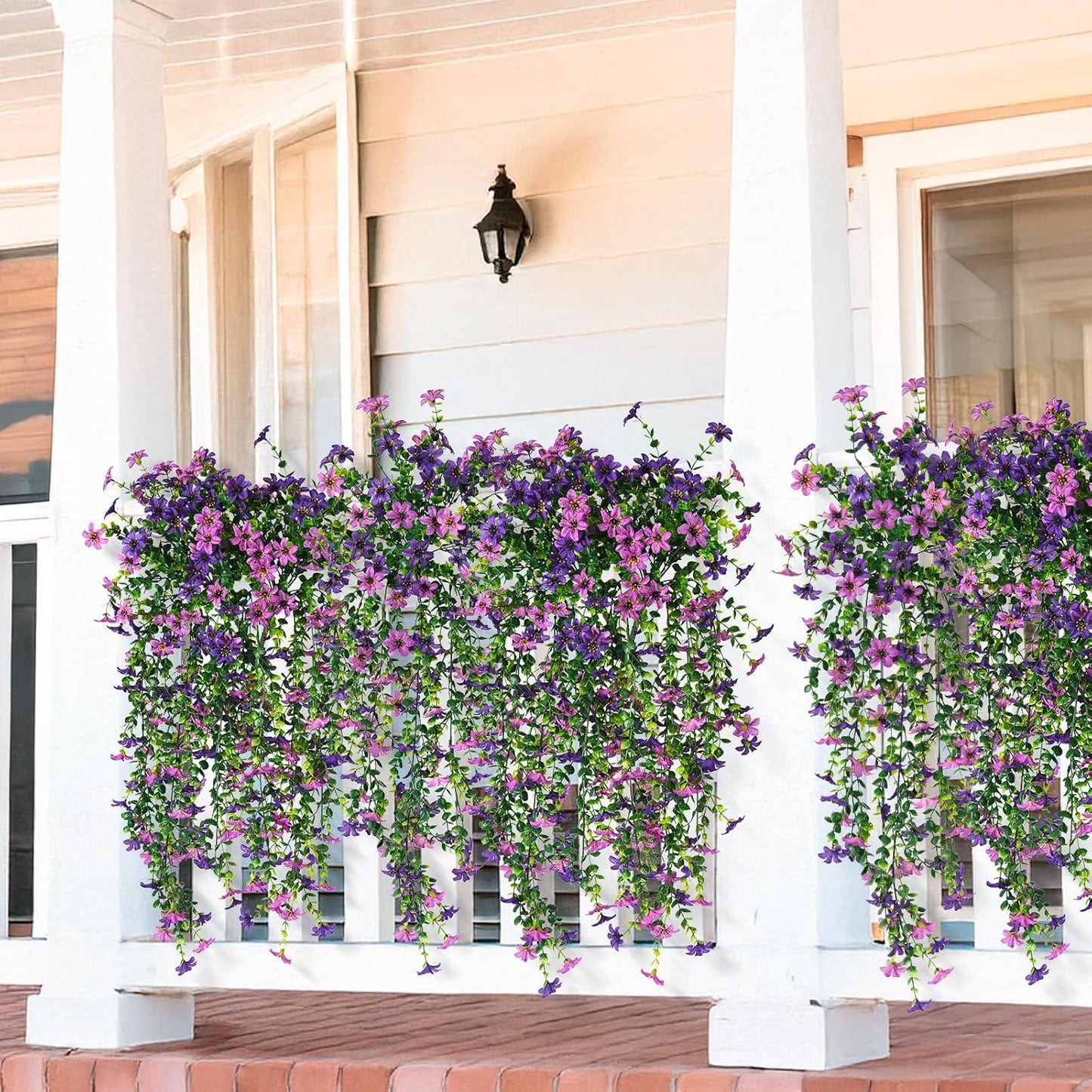 2 PCS Outdoor Cascading Daisy & Eucalyptus Florals – UV Resistant Hanging Faux Flower Bundles