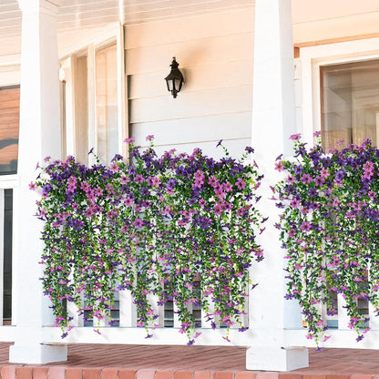 2 PCS Outdoor Cascading Daisy & Eucalyptus Florals – UV Resistant Hanging Faux Flower Bundles