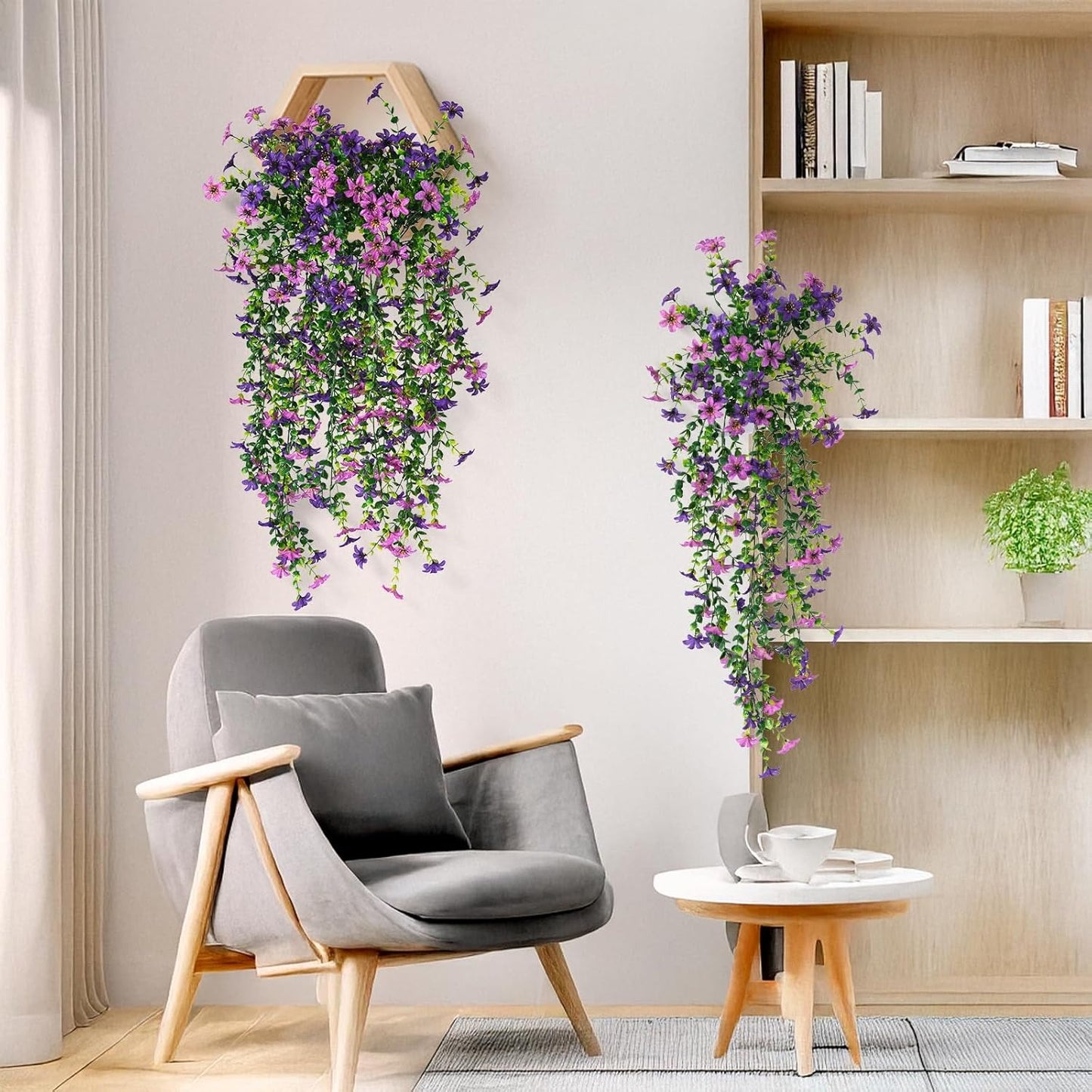 2 PCS Outdoor Cascading Daisy & Eucalyptus Florals – UV Resistant Hanging Faux Flower Bundles