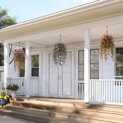 2 PCS Outdoor Cascading Daisy & Eucalyptus Florals – UV Resistant Hanging Faux Flower Bundles