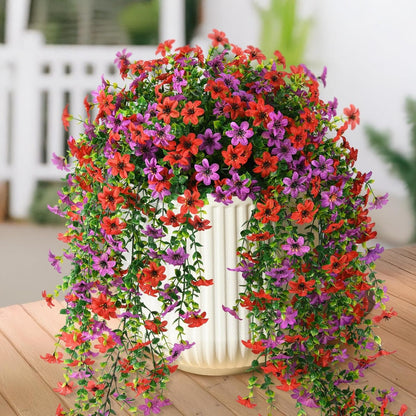 2 PCS Outdoor Cascading Daisy & Eucalyptus Florals – UV Resistant Hanging Faux Flower Bundles