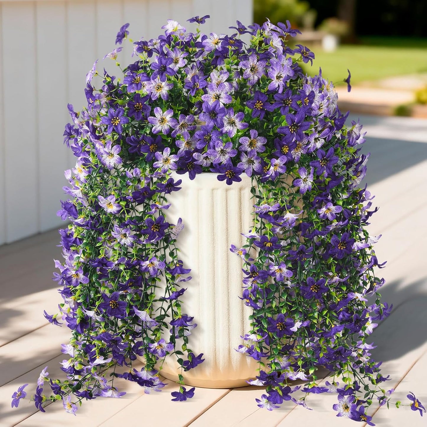 2 PCS Outdoor Cascading Daisy & Eucalyptus Florals – UV Resistant Hanging Faux Flower Bundles